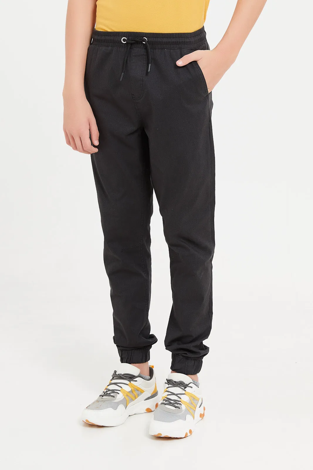 Senior Boys Black Pull On Casual Trouser