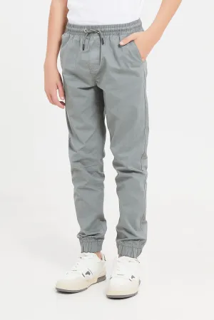 Senior Boys Grey Pull On Casual Trouser