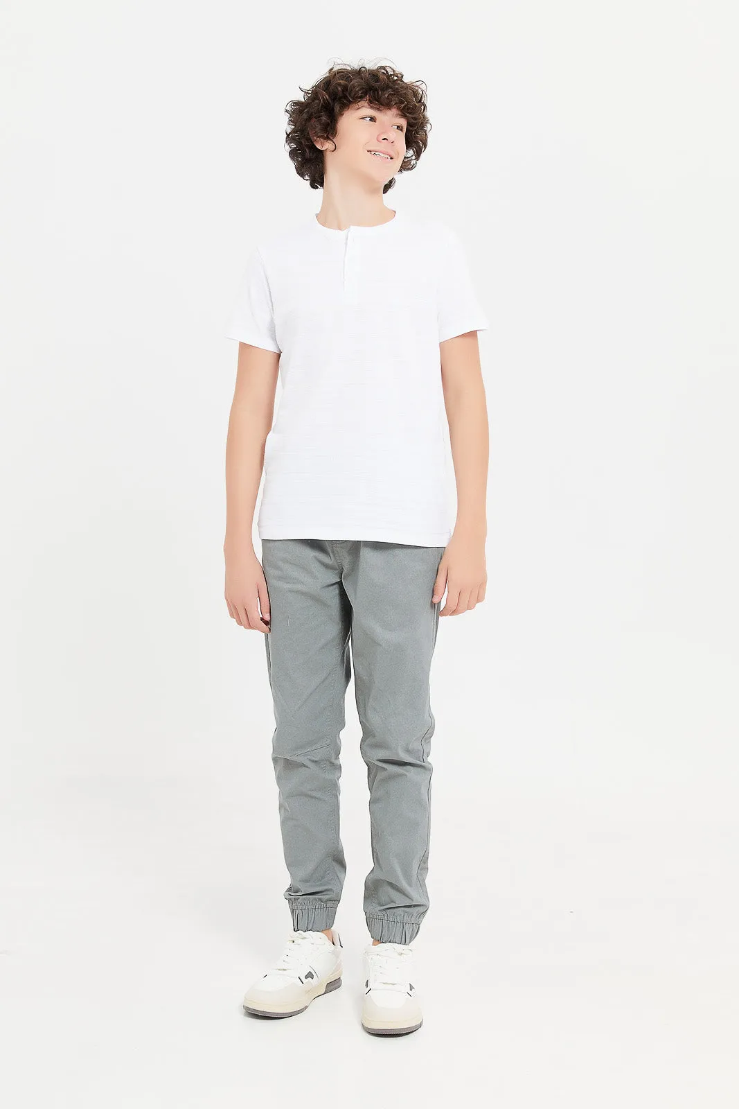 Senior Boys Grey Pull On Casual Trouser