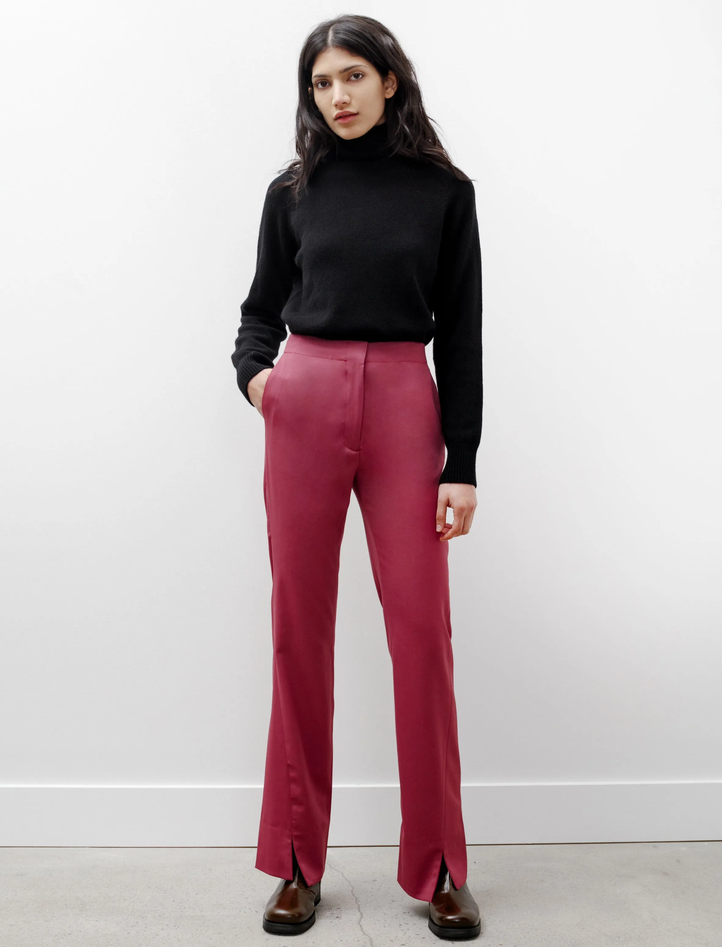 Sharp Trousers Pink Fluid Wool