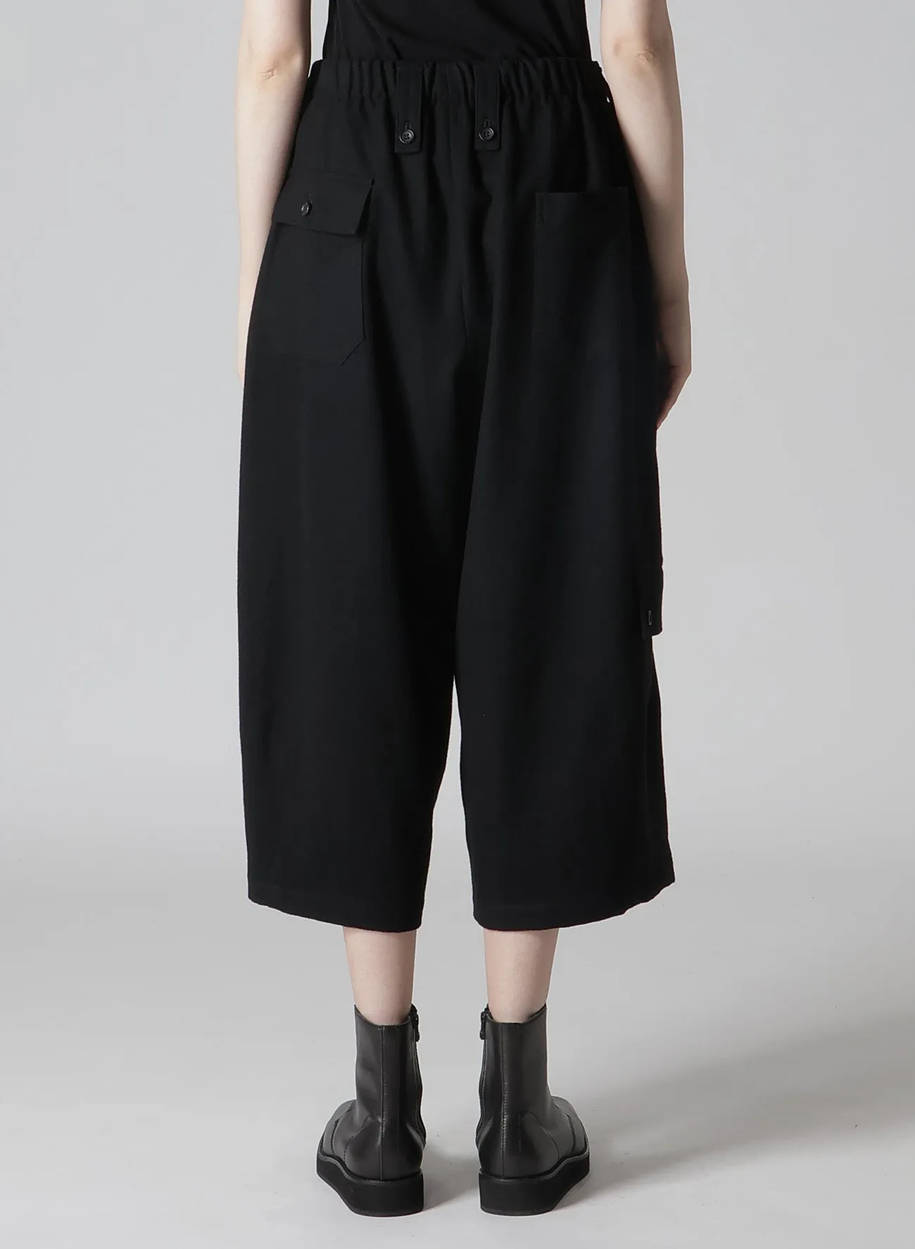 SHRINK WOOL GABARDINE POCKET DETAIL WIDE PANTS