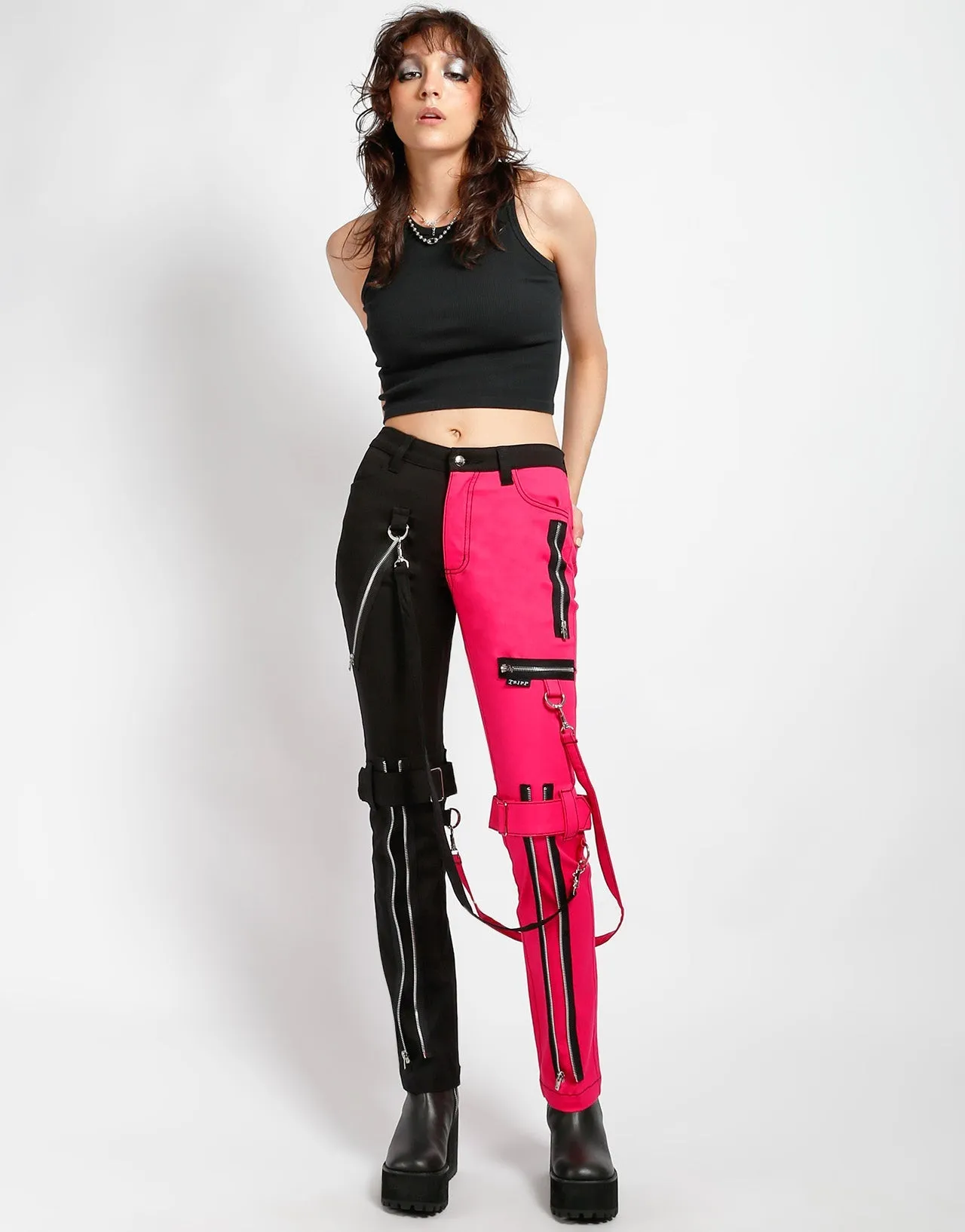 SPLIT LEG BONDAGE PANT PINK