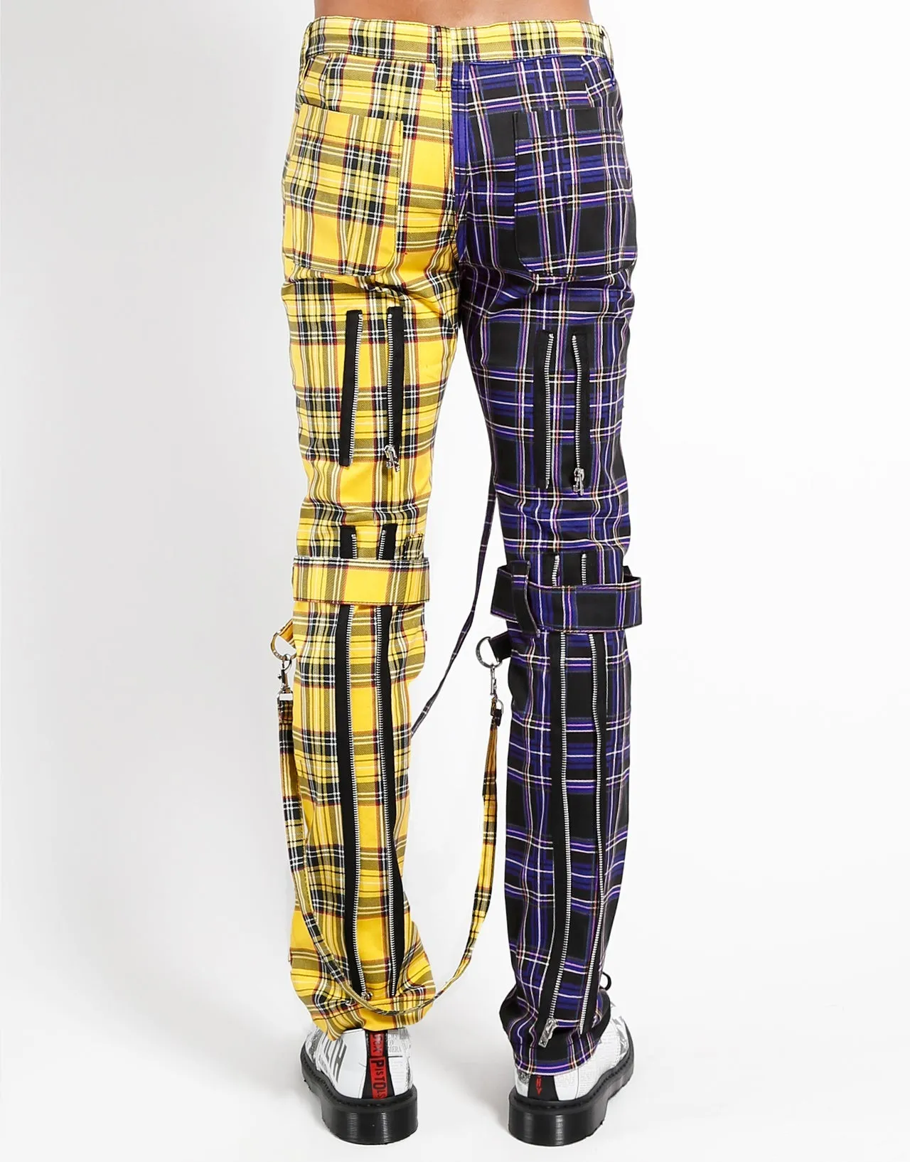 SPLIT LEG BONDAGE PANT PURPLE/YELLOW PLAID