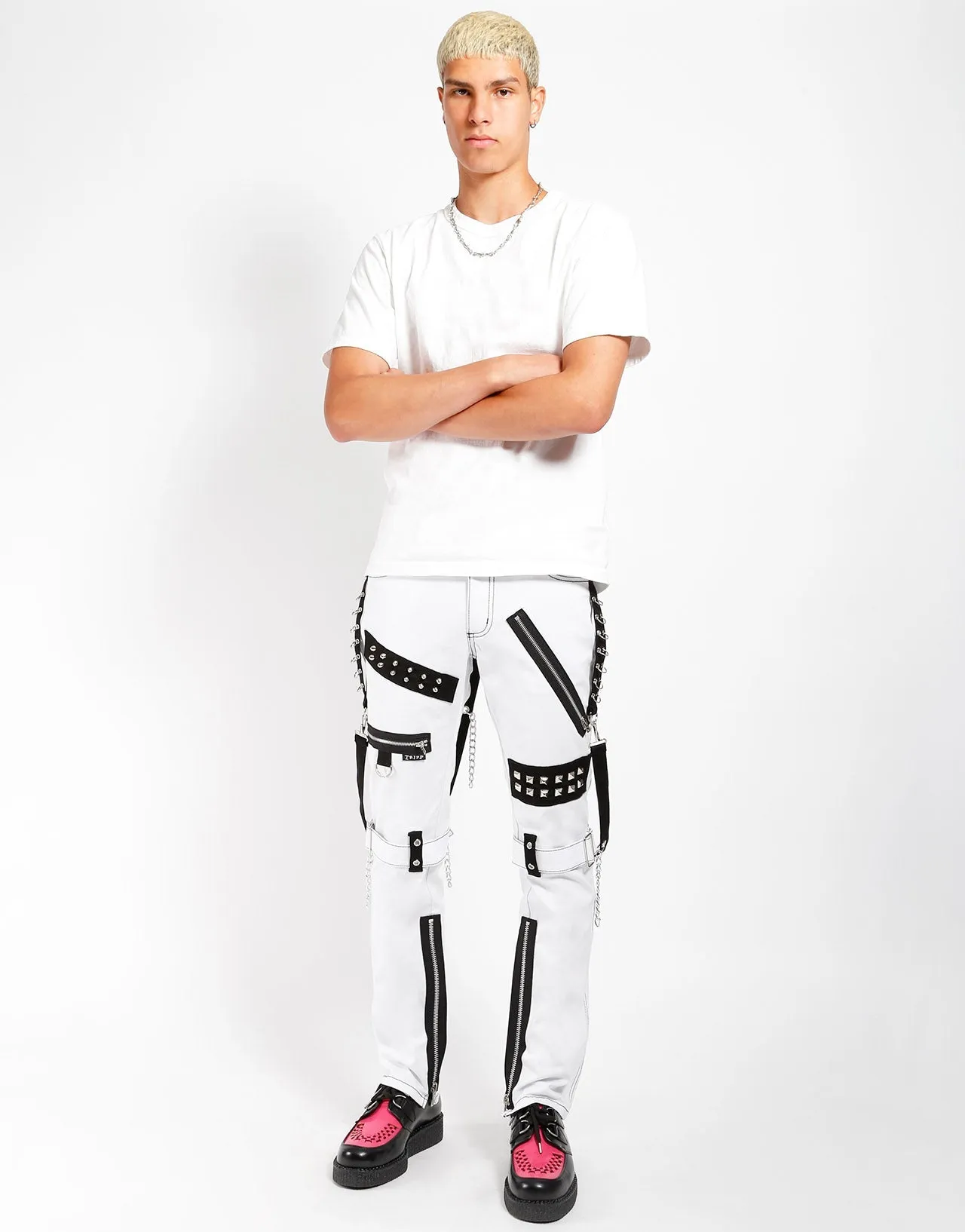 STUDDED BONDAGE PANT WHITE