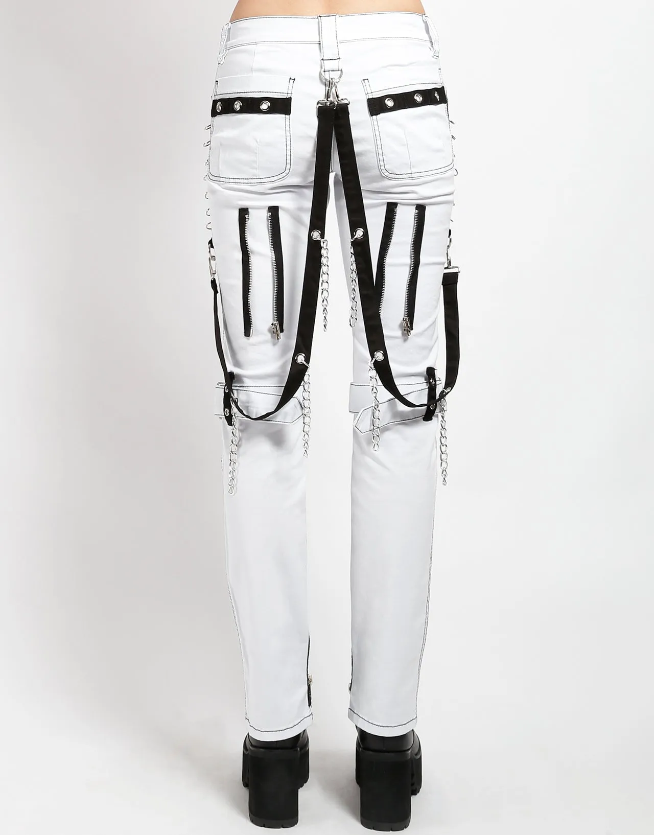 STUDDED BONDAGE PANT WHITE