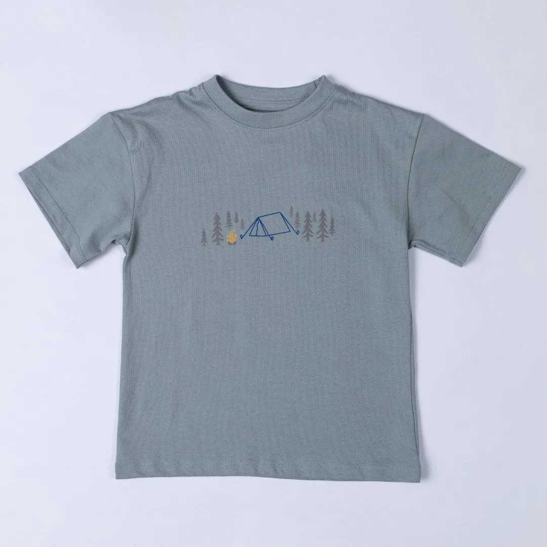 T-Shirt | Grey-Blue Camping