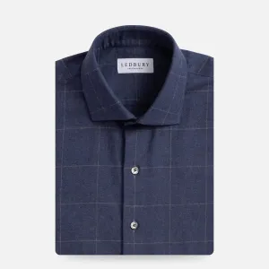 The Navy Heather Cardwell Cashmere Windowpane Custom Shirt