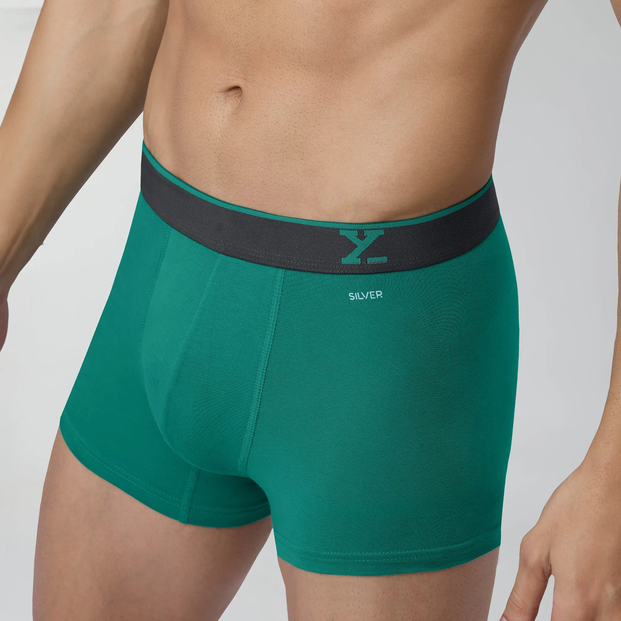 Traq Silver Cotton Trunks Aqua Green