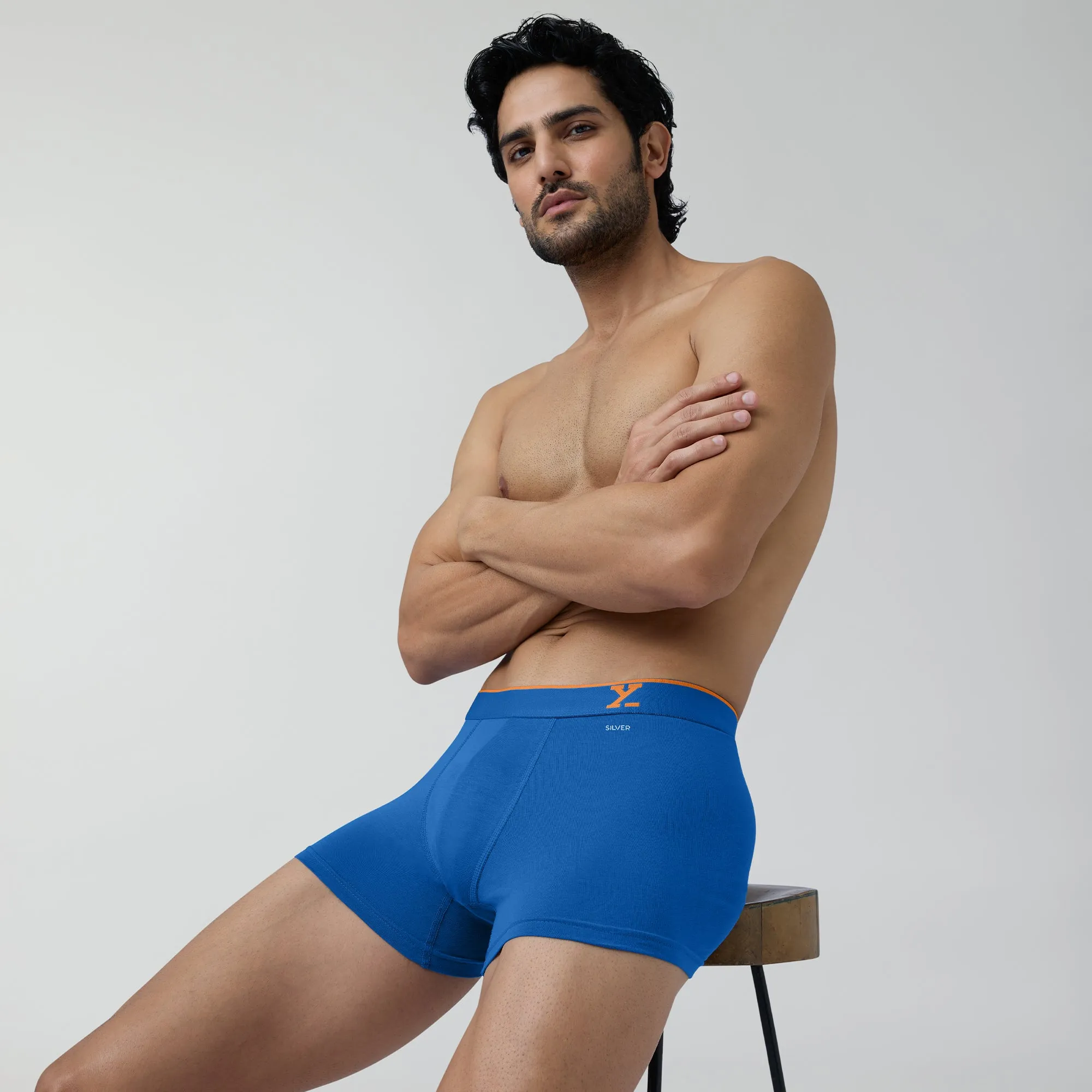 Traq Silver Cotton Trunks Horizon Blue